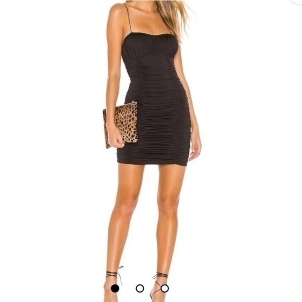 Superdown Rachelle Allover Ruched Stretch Sleeveless Mini Dress Black Size Small